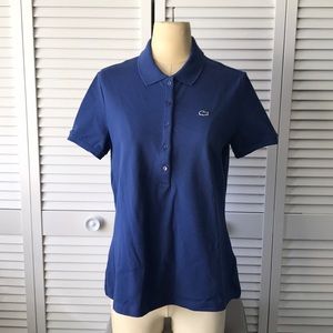 “Waterfall” Blue Lacoste Polo, Stretch Mini Piqué